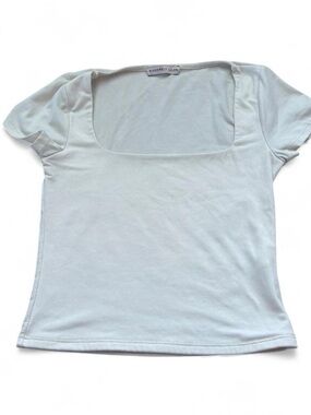 Skims Dupe: Sincerly Jules Light Blue Square Neck Tee